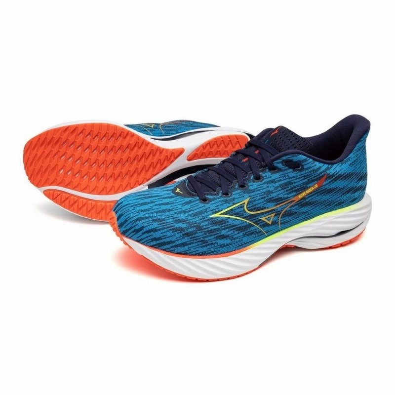 Mizuno Men's Wave Rider 28 - Blue Pace/Green Gecko