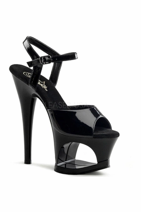 MOON-709 Platform Sandal  | Black Patent