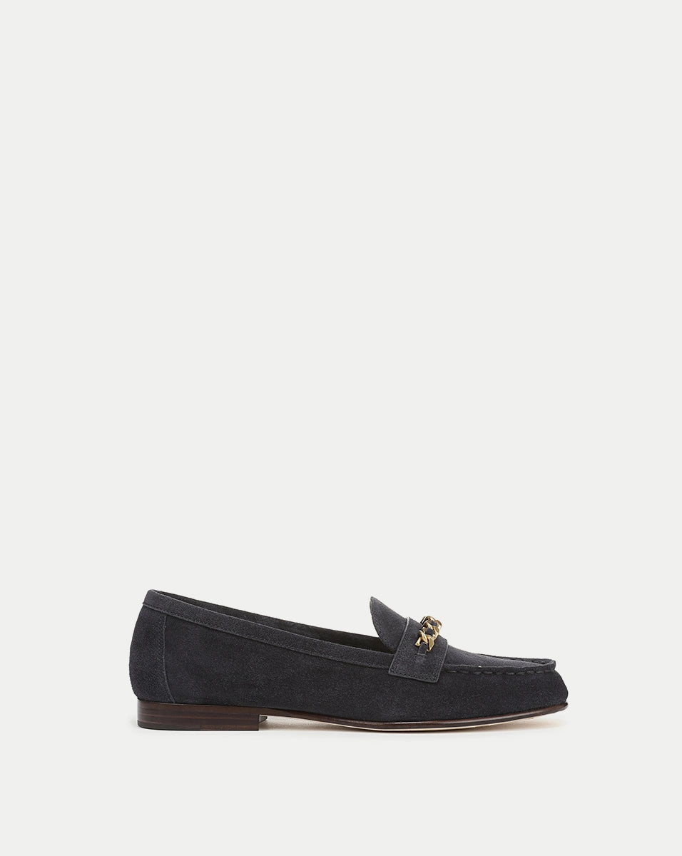 Penny Suede Chain-Link Loafer