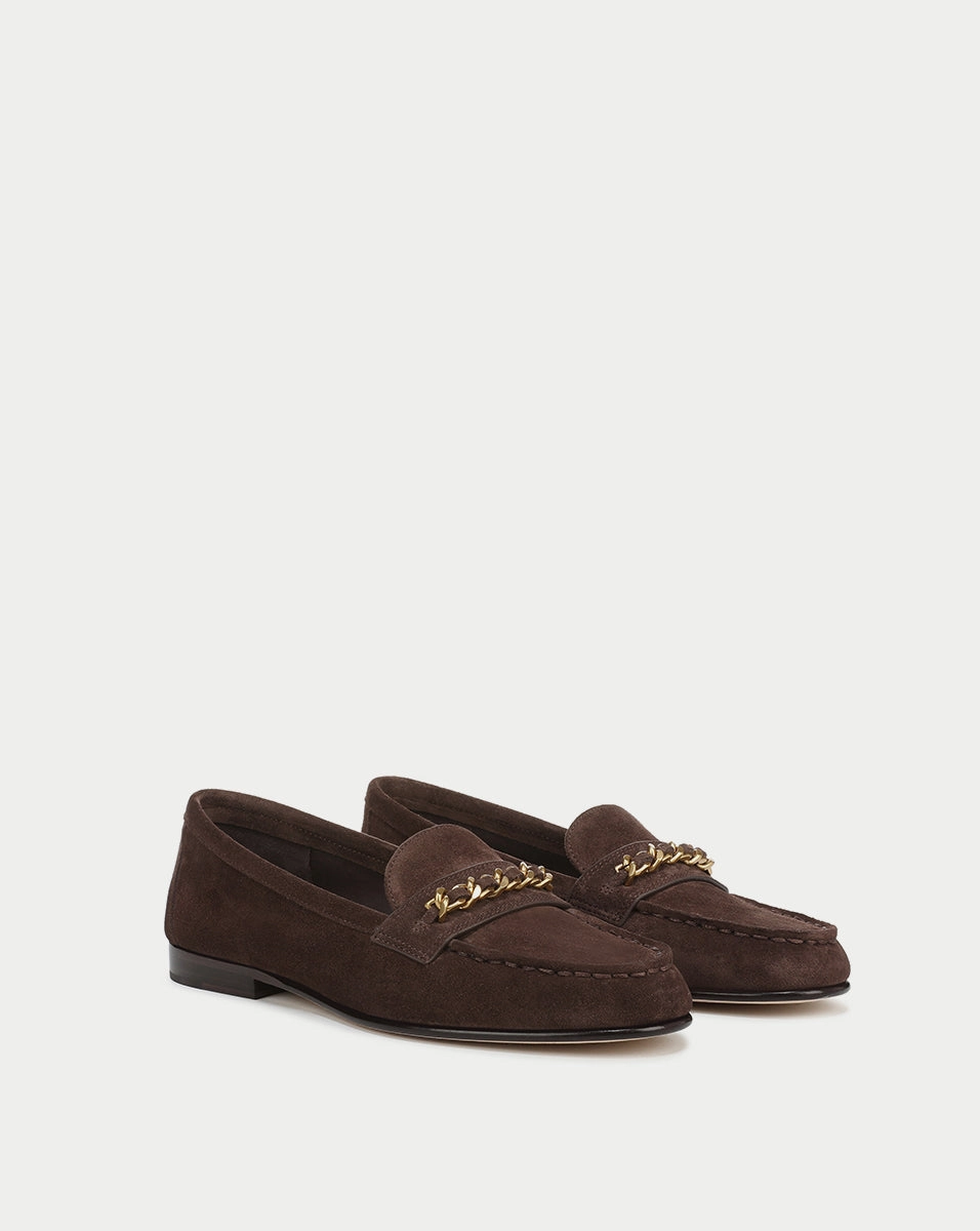 Penny Suede Chain-Link Loafer