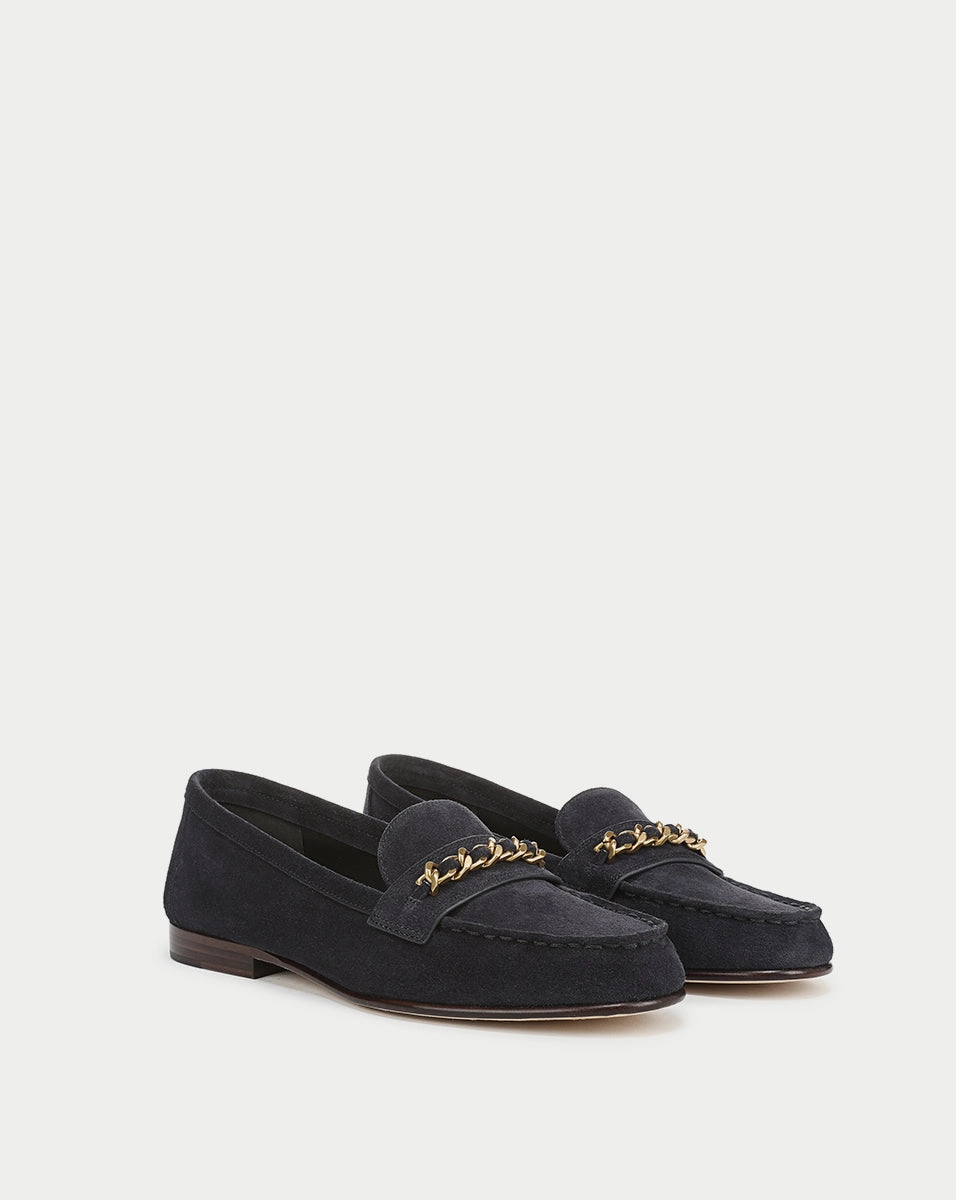 Penny Suede Chain-Link Loafer