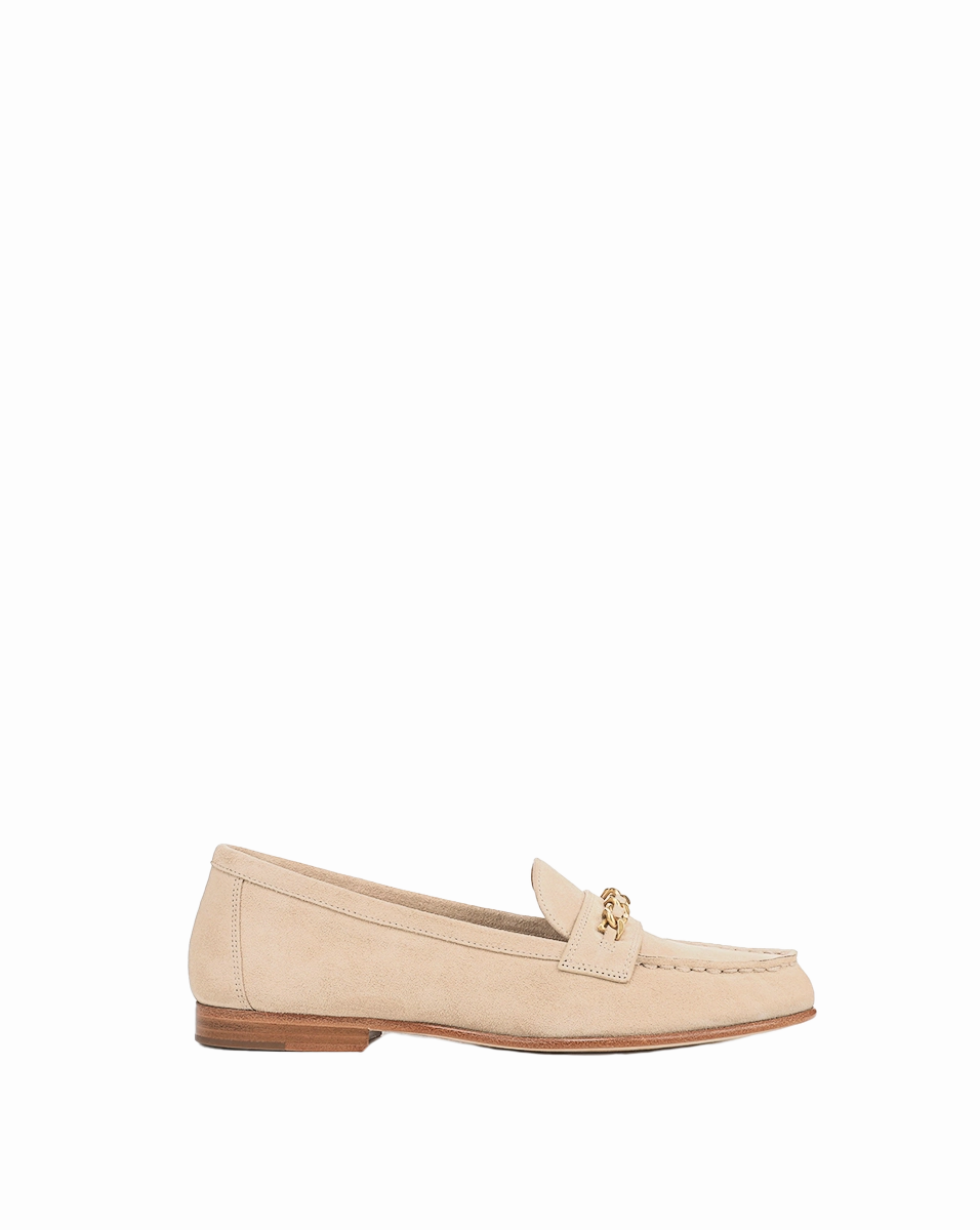 Penny Suede Chain-Link Loafer