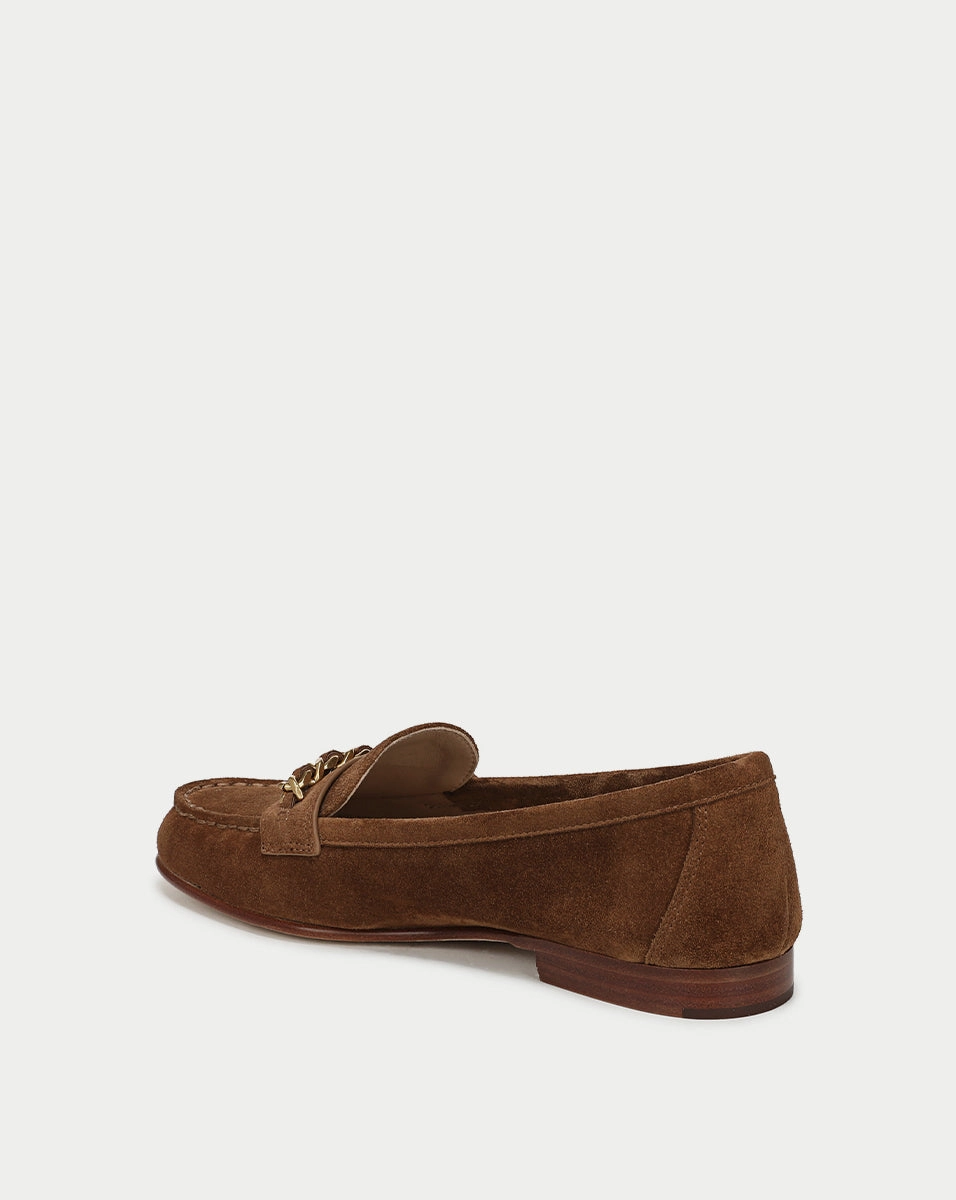 Penny Suede Chain-Link Loafer