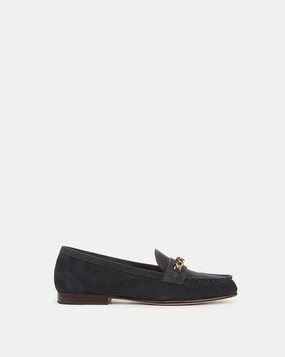 Penny Suede Chain-Link Loafer