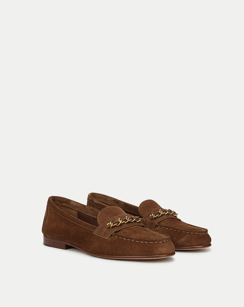 Penny Suede Chain-Link Loafer