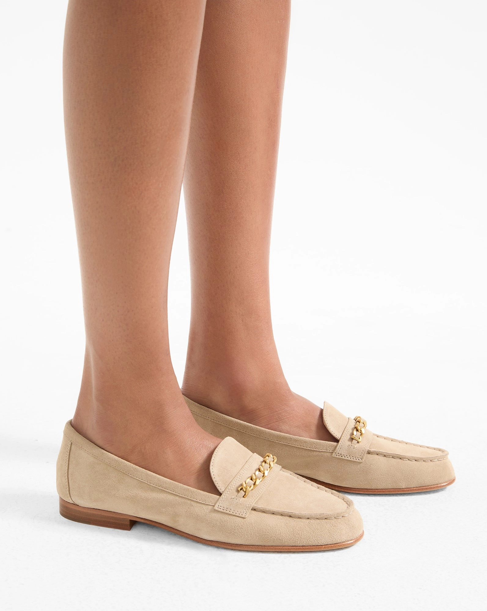 Penny Suede Chain-Link Loafer