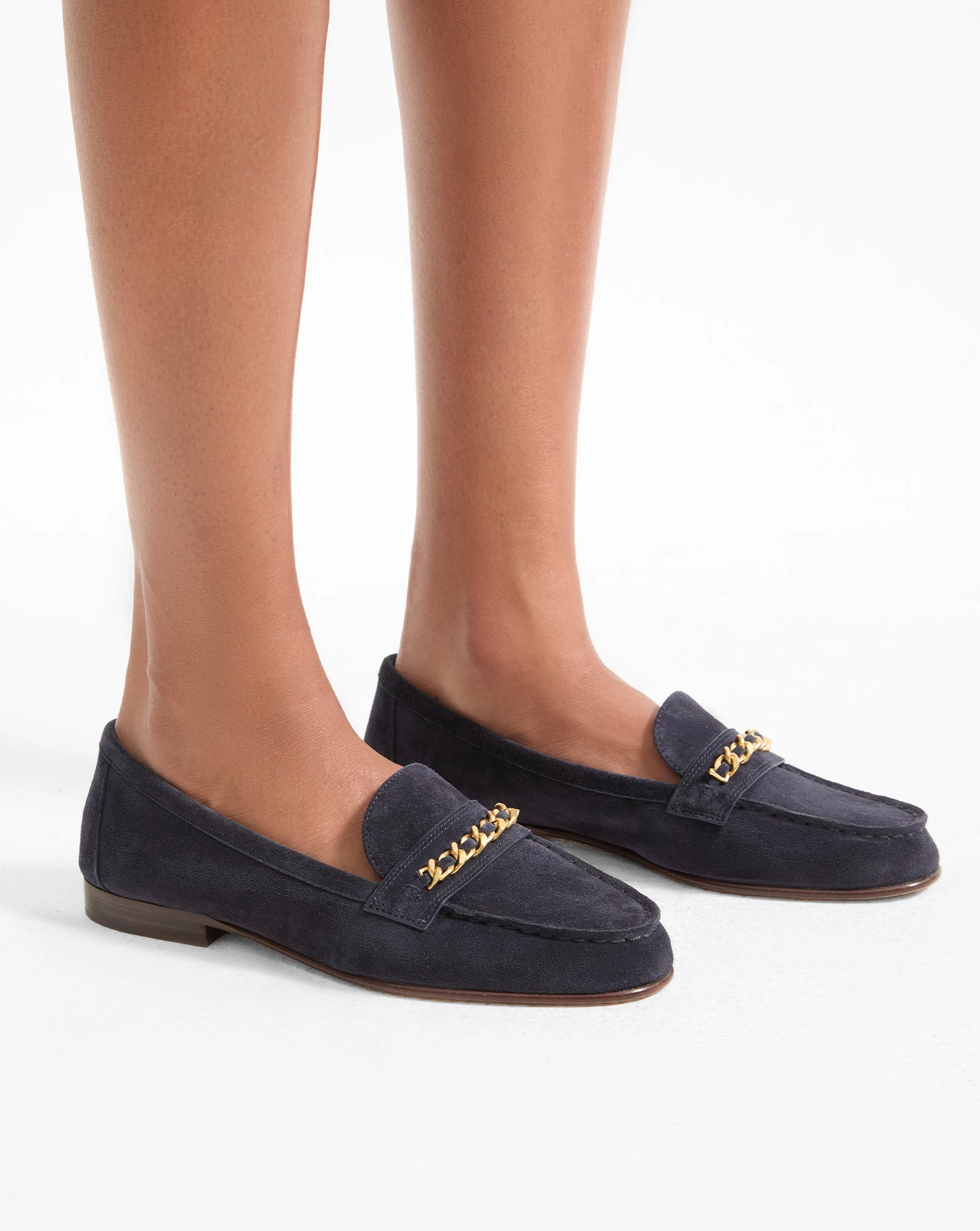 Penny Suede Chain-Link Loafer