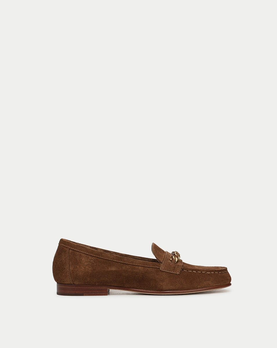 Penny Suede Chain-Link Loafer