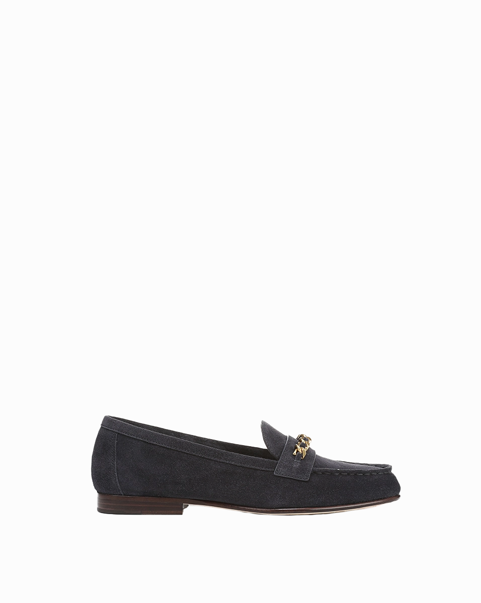 Penny Suede Chain-Link Loafer