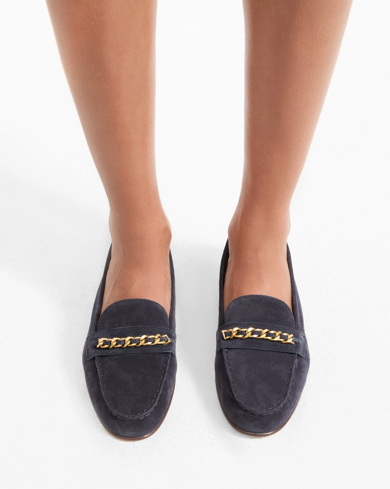 Penny Suede Chain-Link Loafer