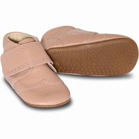 Pom Pom Indoor Shoes Velcro Brogue Rose