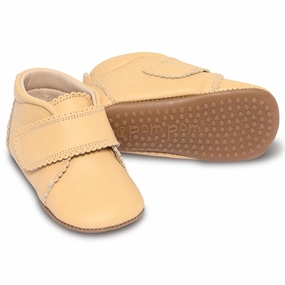 Pom Pom Indoor Shoes Velcro Scallops Dusty Yellow