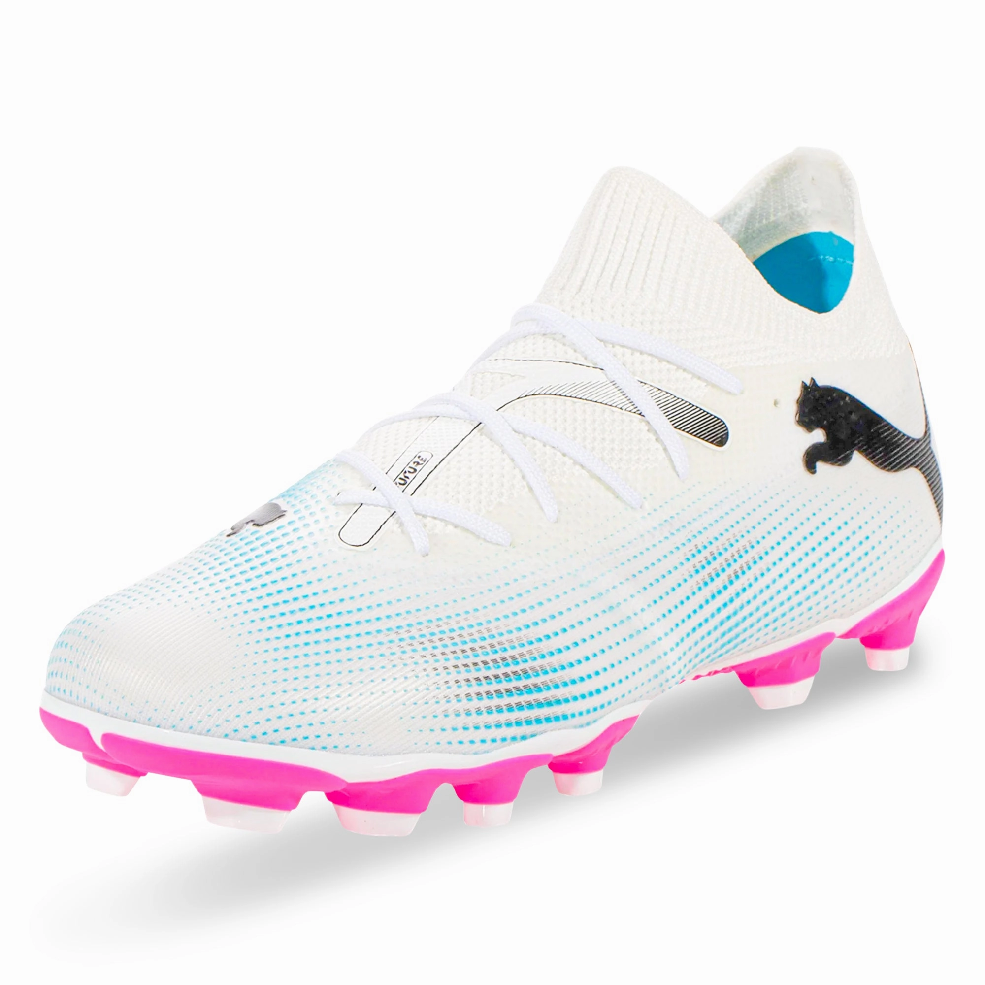 Puma Jr. Future 7 Match FG/AG Soccer Cleats (Puma White/Poison Pink)