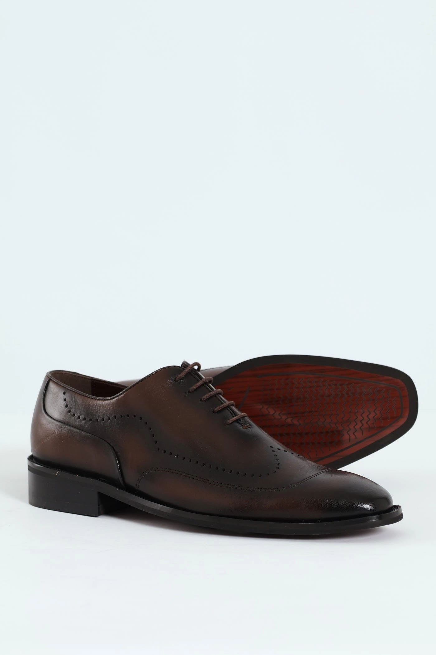 Punched Detail Oxford Shoe - Chocolate