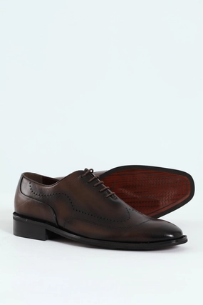 Punched Detail Oxford Shoe - Chocolate