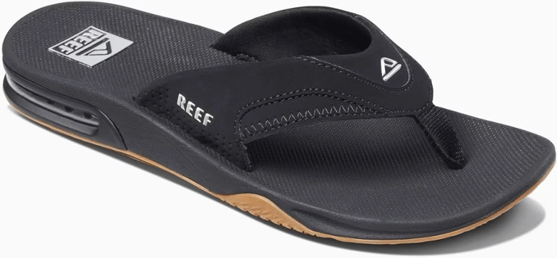 Reef Men's Fanning Flip Flops - Black/Silver