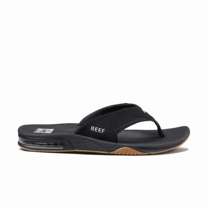 Reef Men's Fanning Flip Flops - Black/Silver