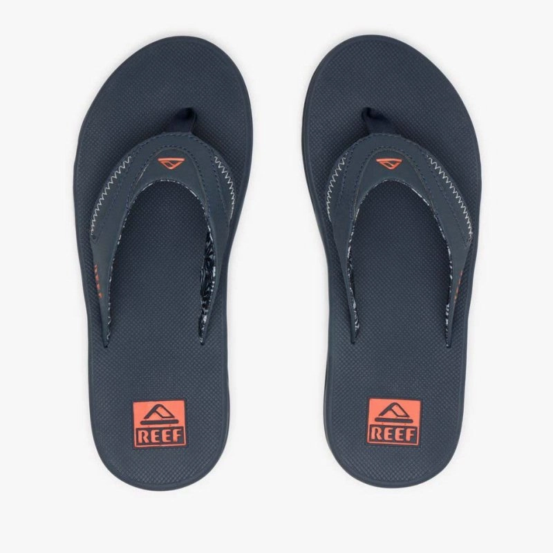 Reef Men's Fanning Flip Flops - Navy/Orange Tropic