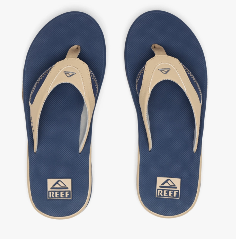 Reef Men's Fanning Flip Flops - Tan/Navy/Tan
