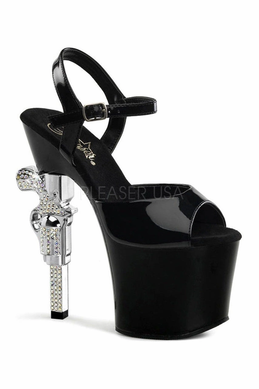 REVOLVER-709 Platform Sandal  | Black Vinyl