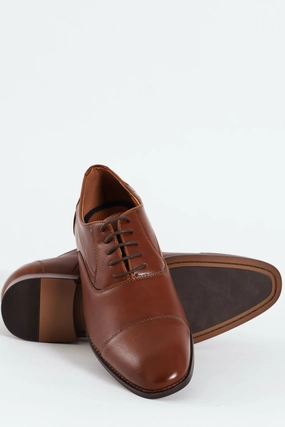 Sebastian Toe Cap Lace Up Derby Shoe - Cognac