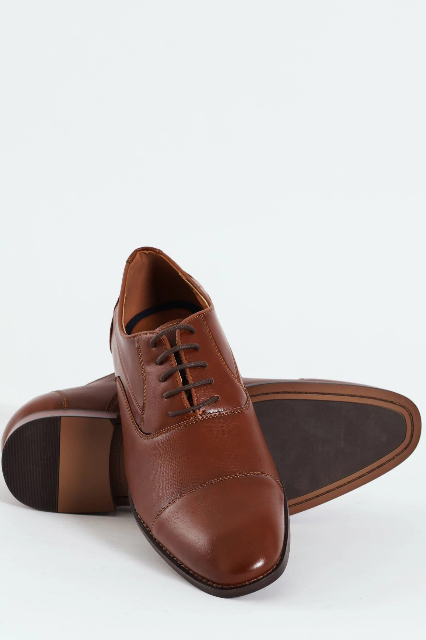Sebastian Toe Cap Lace Up Derby Shoe - Cognac
