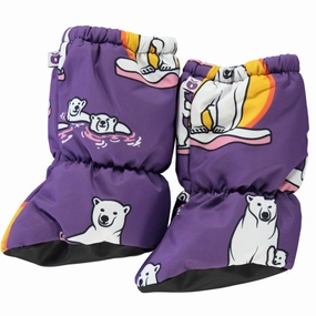 Smfolk Purple Heart Cover Booties With Polar Bears