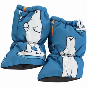 Smfolk Solid Blue Cover Booties With Polar Bears