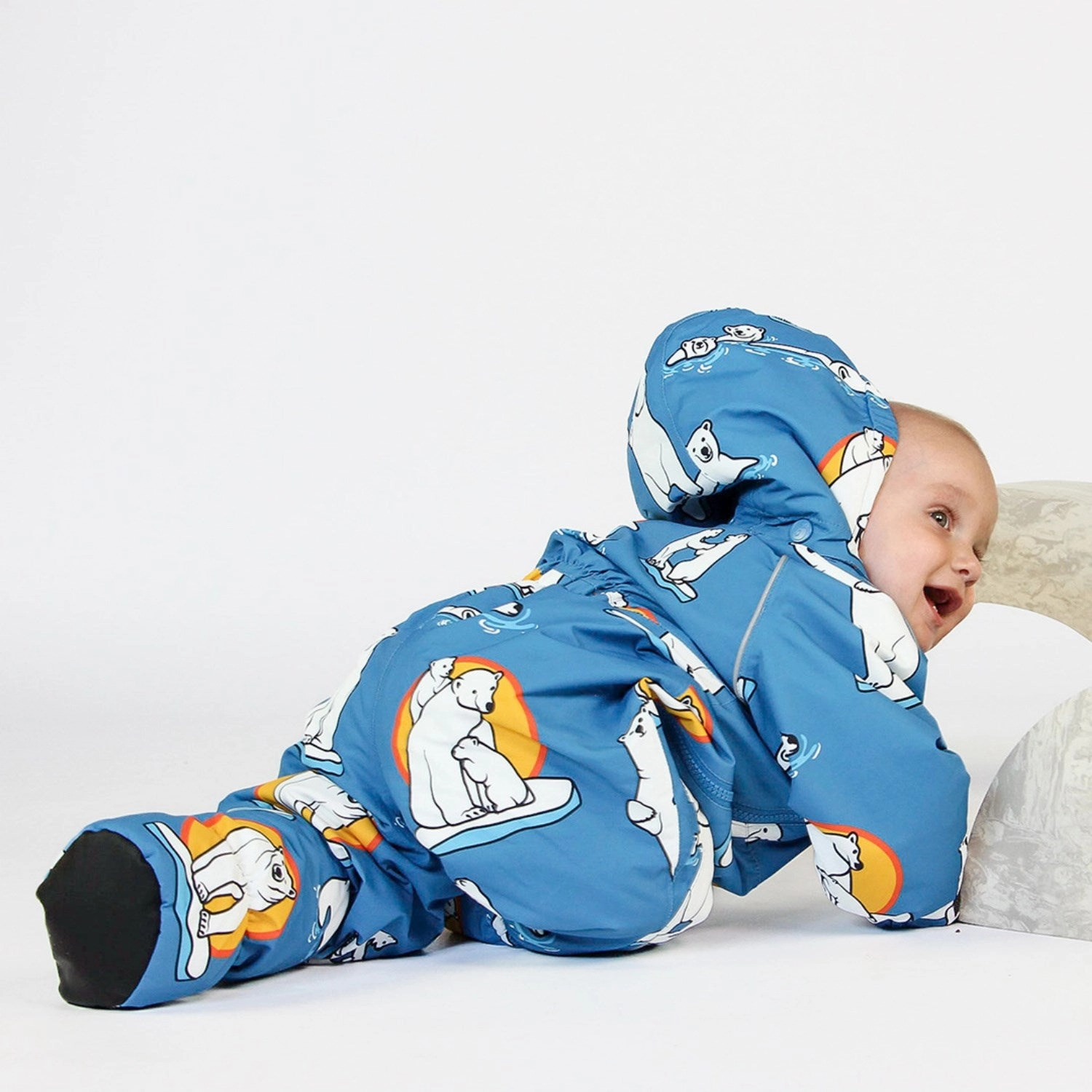 Smfolk Solid Blue Cover Booties With Polar Bears