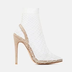 The Catch Fishnet Nude Heels