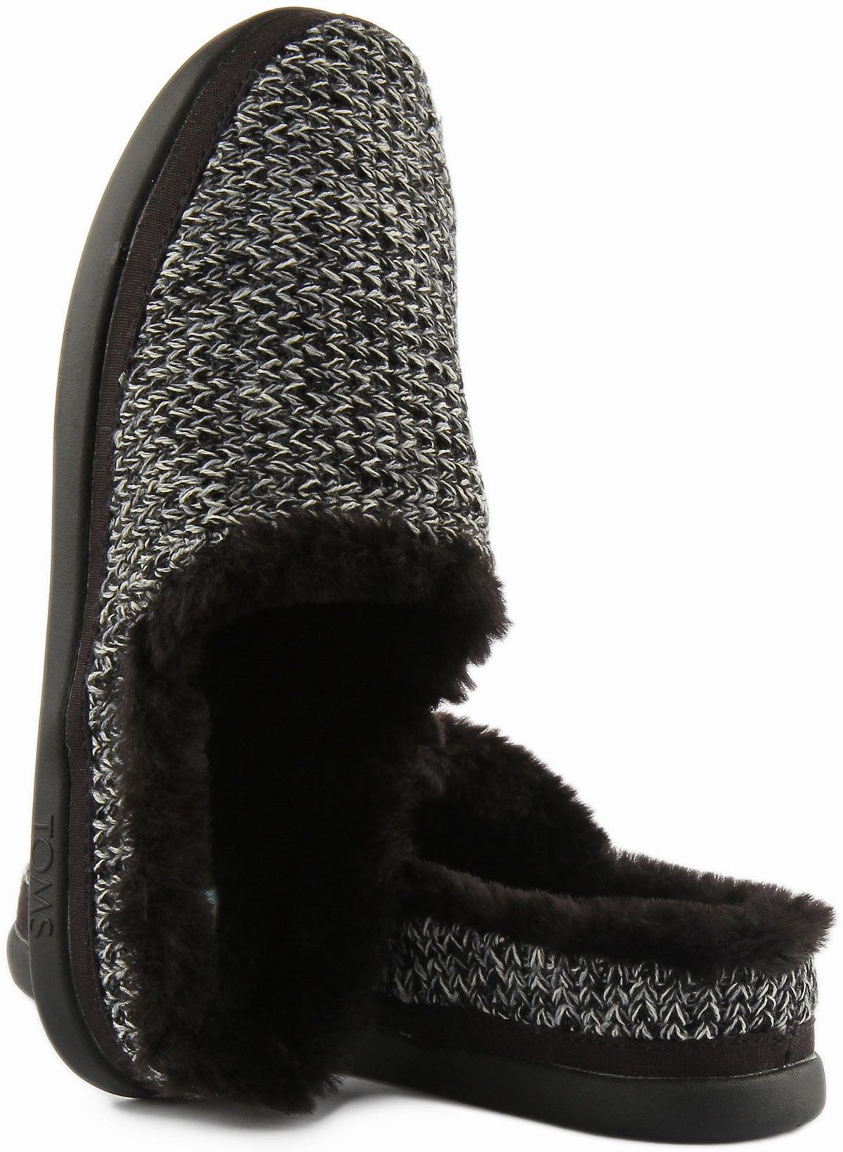 Toms Sage In Black Knitted Slipper For Women