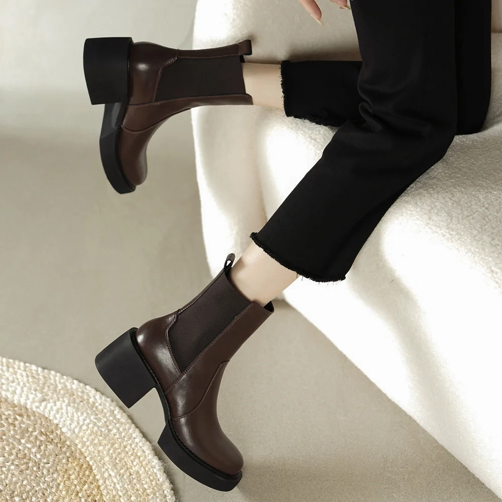 USS Shoes Alina Women's Thick High Heels Boots