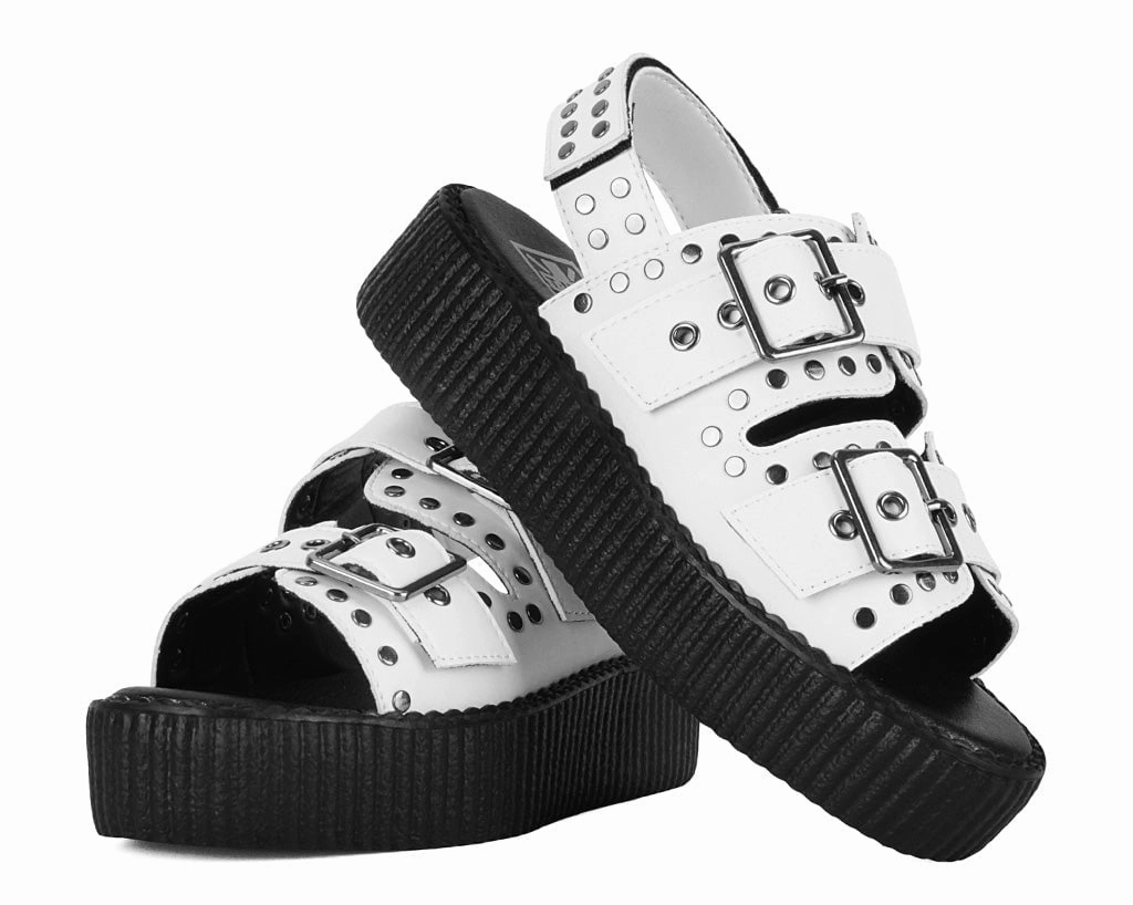 White TUKskin Flat Stud Viva Mondo Sandal